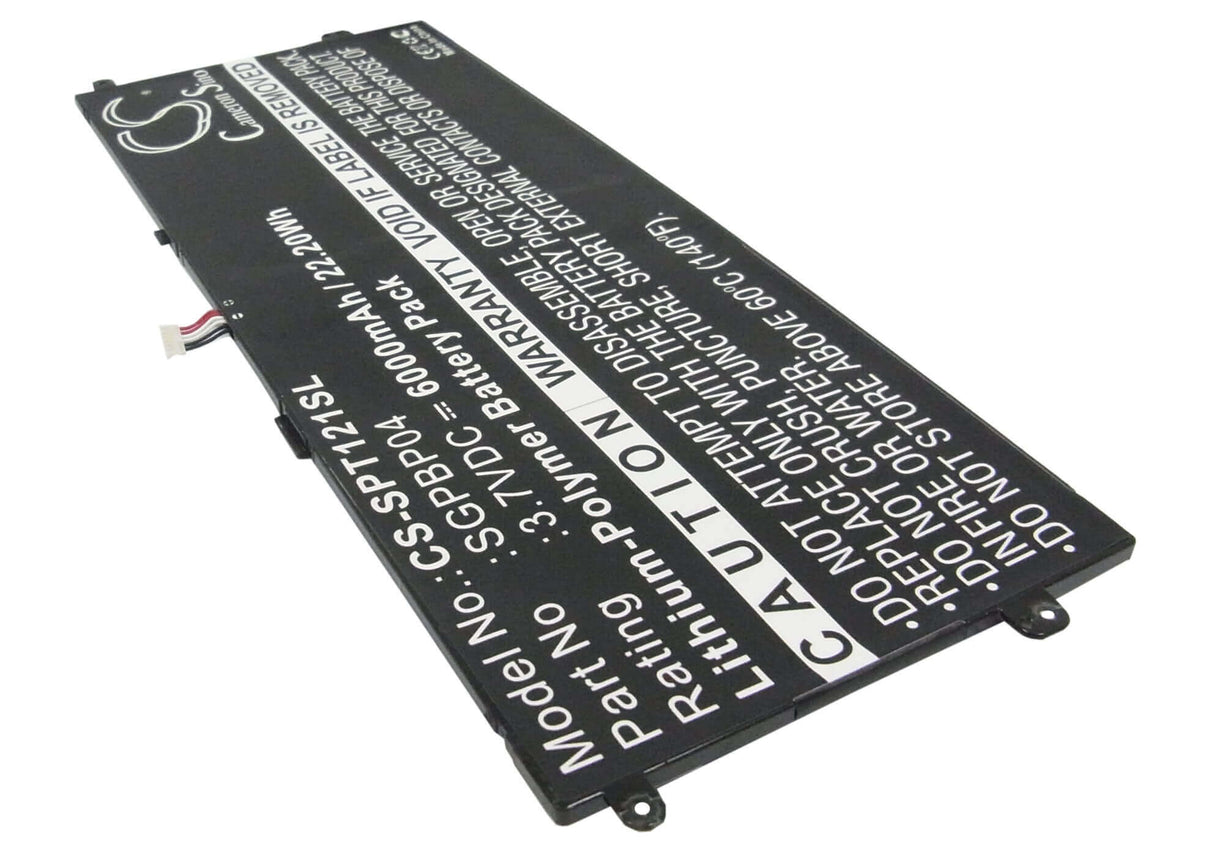 3.7V, Li-Polymer, 6000mAh, Tablet battery fits Sony, Sgpbp04, Gpt121, Sgpt121us/s, 22.20Wh Tablet Cameron Sino Technology Limited
