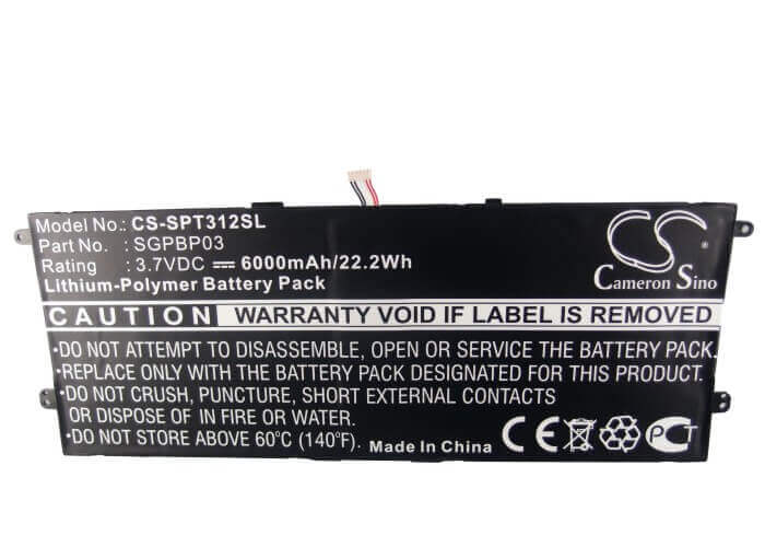 Battery For Sony Xperia Tablet S, Sgpt121, Sgpt122 3.7v, 6000mah - 22.20wh Tablet Cameron Sino Technology Limited (Suspended)