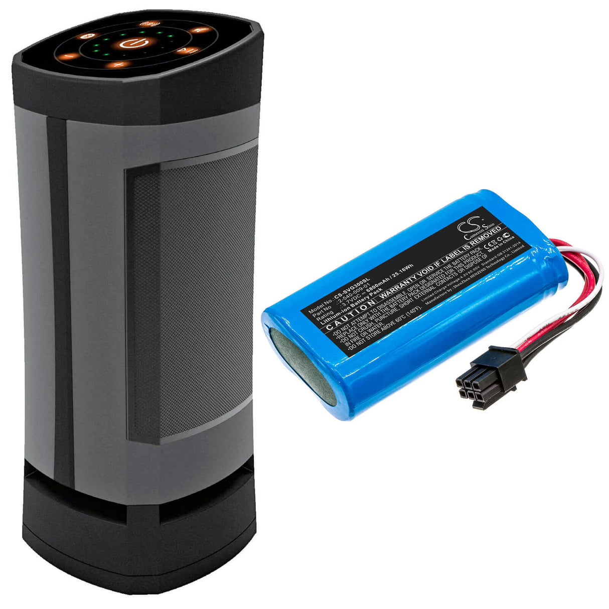 3.7V, Li-ion, 6800mAh, Speaker battery fits Soundcast, 21391-vgbt03a, Sud-vgbt03a, 25.16Wh Speaker Cameron Sino Technology Limited