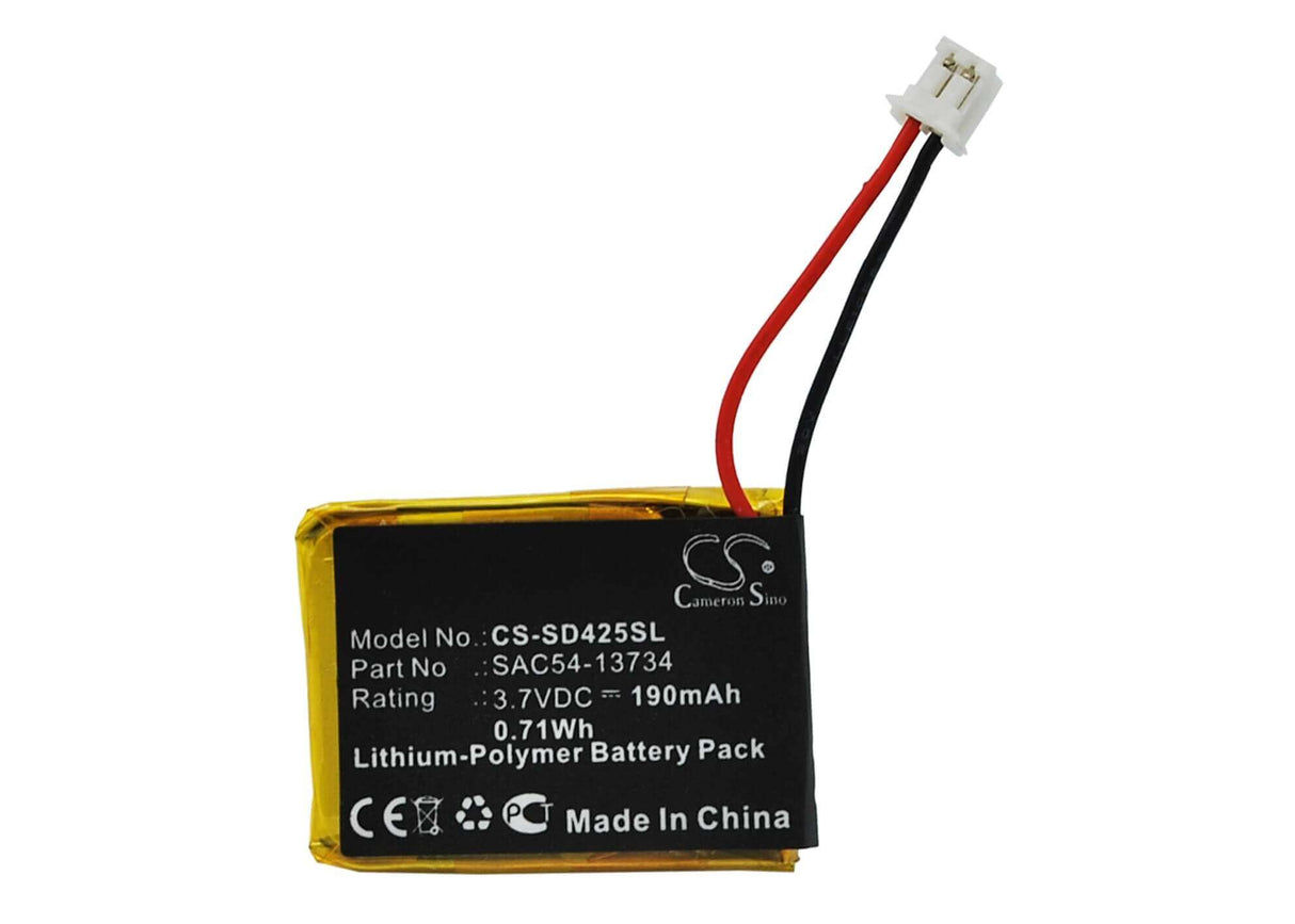 3.7V, Li-Polymer, 190mAh, Dog Collar battery fits Sportdog, Sac54-13734, Fieldtrainer 425, Fieldtrainer 425s, 0.7Wh Dog Collar Cameron Sino Technology Limited