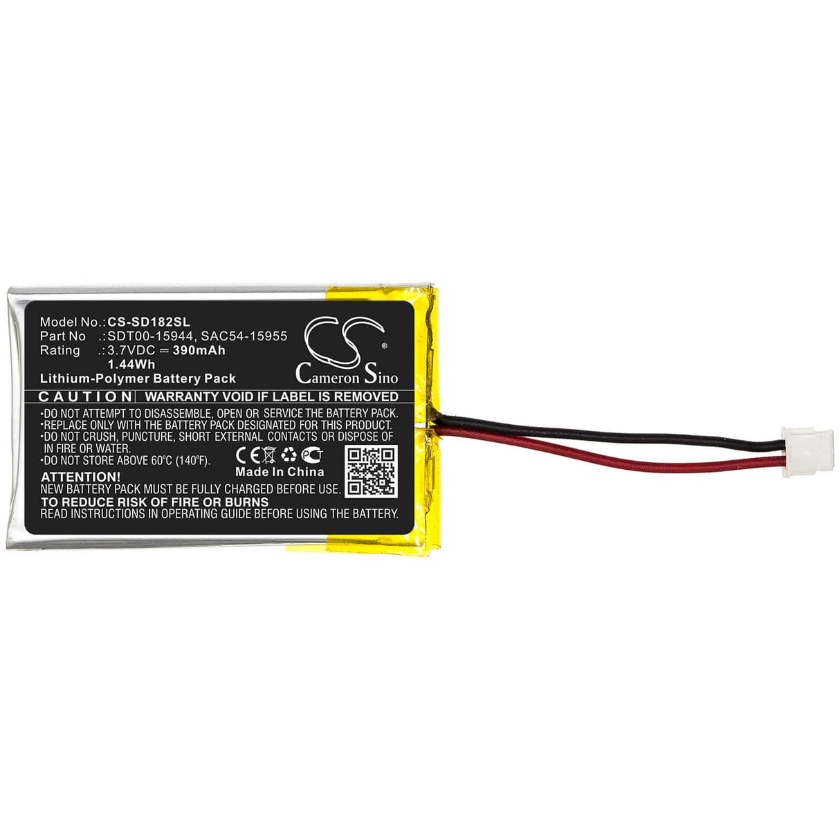 3.7V, Li-Polymer, 390mAh, Dog Collar battery fits Sportdog, Sac54-15955, Houndhunter 3225, Prohunter 2525, 1.44Wh Dog Collar Cameron Sino Technology Limited