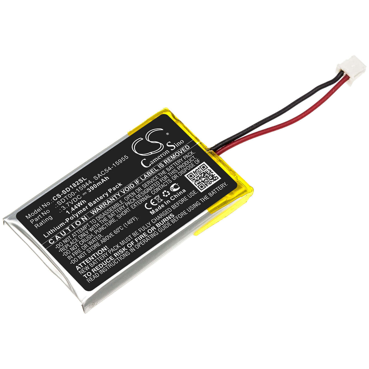 3.7V, Li-Polymer, 390mAh, Dog Collar battery fits Sportdog, Sac54-15955, Houndhunter 3225, Prohunter 2525, 1.44Wh Dog Collar Cameron Sino Technology Limited