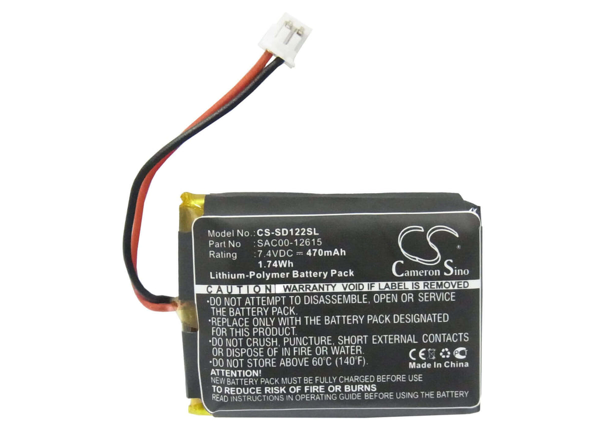 7.4V, Li-Polymer, 470mAh, Dog Collar battery fits Sportdog, Sac00-12615, Sd-1225 Transmitter, Sd-1225e Transmitter, 3.48Wh Dog Collar Cameron Sino Technology Limited
