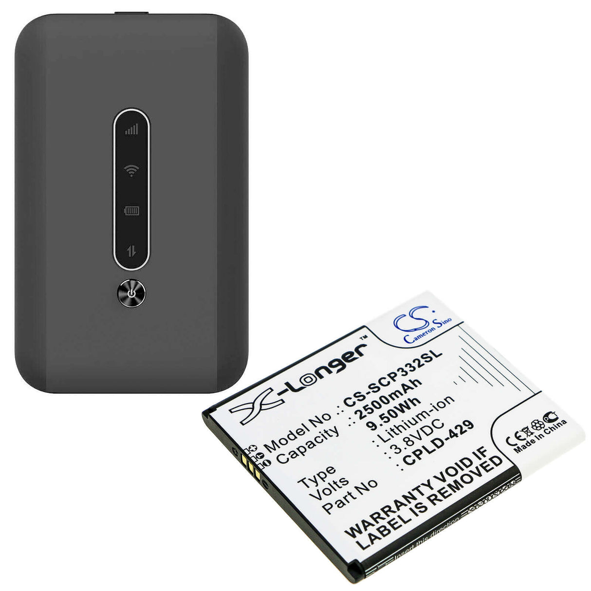 3.8V, Li-ion, 2500mAh, Hotspot battery fits Coolpad, Cpld-429, Cp332a, Surf Wifi Hotspot 4g, 9.50Wh Hotspot Cameron Sino Technology Limited