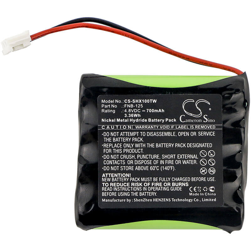 4.8V, Ni-MH, 700mAh, Two-Way Radio battery fits Standard Horizon, Fnb-125, Hx100, 3.36Wh Two-Way Radio Cameron Sino Technology Limited