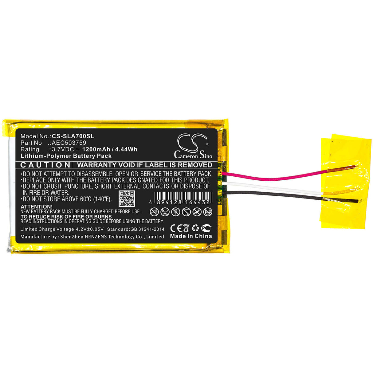 3.7V, Li-Polymer, 1200mAh, Headset battery fits Steelseries, Aec503759, Arctis 1, Arctis 3, 4.44Wh Wireless Headset Cameron Sino Technology Limited