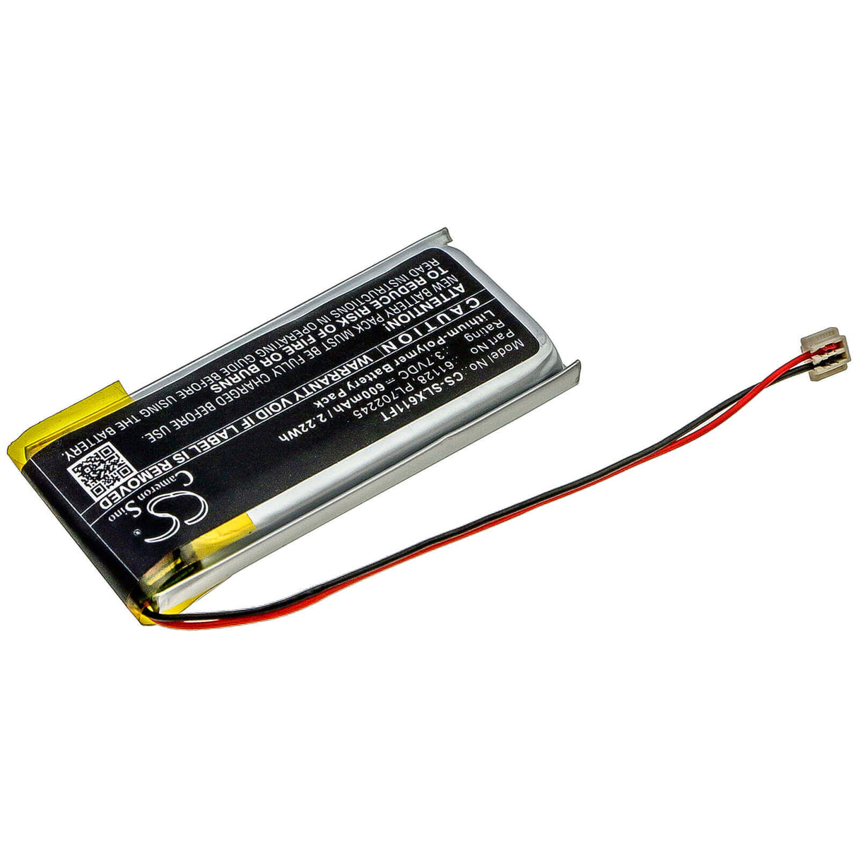 3.7V, Li-Polymer, 600mAh, Flashlight battery fits Streamlight, 61128, Clipmate Usb, 2.22Wh Flashlight Cameron Sino Technology Limited