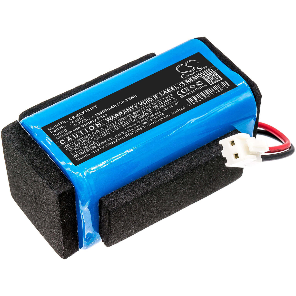 3.7V, Li-ion, 13600mAh, Flashlight battery fits Streamlight, 44350, Vulcan 180, 50.32Wh Flashlight Cameron Sino Technology Limited