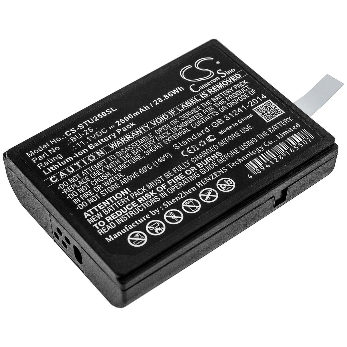 11.1V, Li-ion, 2600mAh, Equipment battery fits Sumitomo, Bu-25, Fusion Splicers BU25, Type-25, 28.86Wh Equipment, Survey, Test Cameron Sino Technology Limited