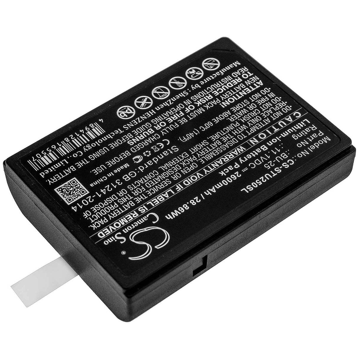 11.1V, Li-ion, 2600mAh, Equipment battery fits Sumitomo, Bu-25, Fusion Splicers BU25, Type-25, 28.86Wh Equipment, Survey, Test Cameron Sino Technology Limited