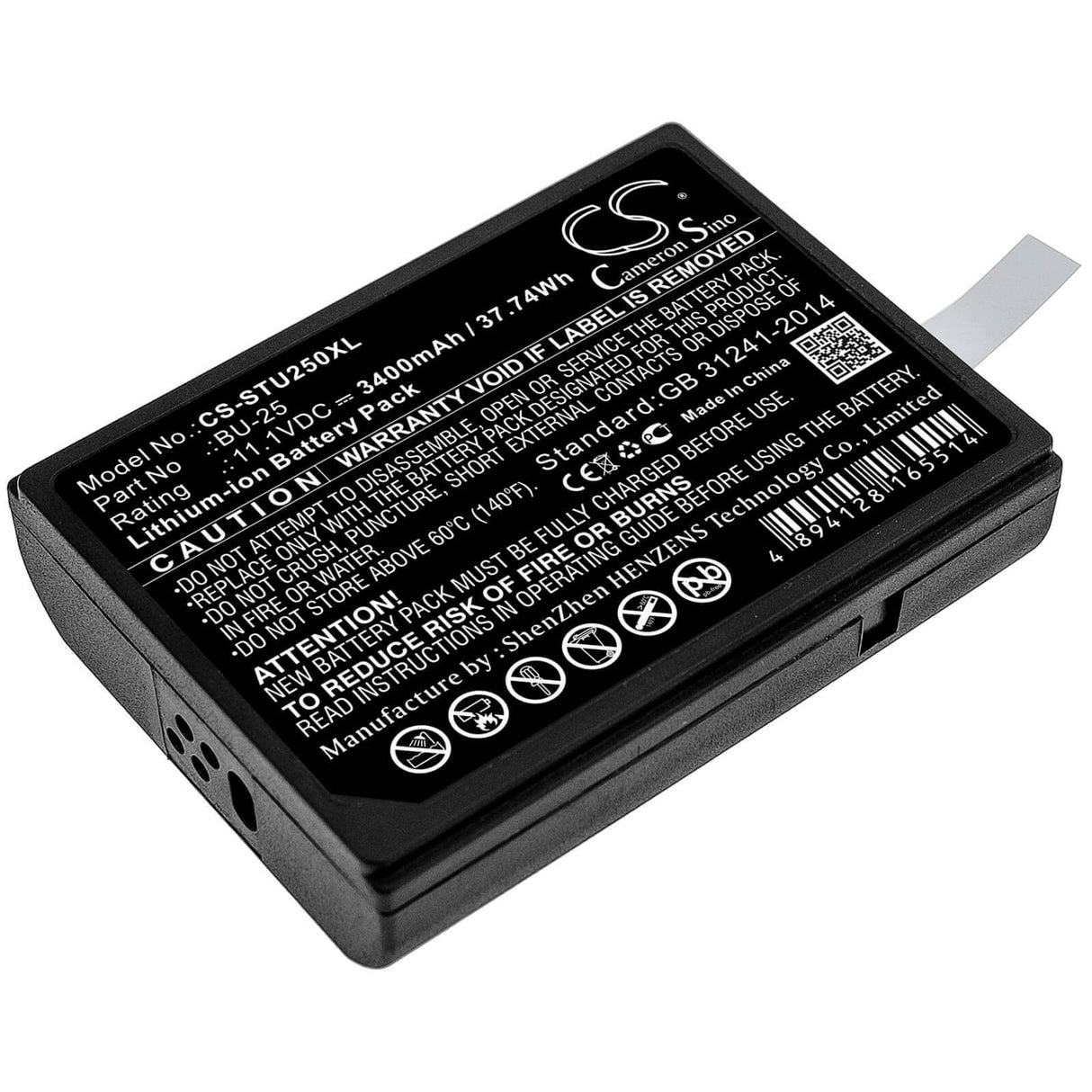 11.1V, Li-ion, 3400mAh, Equipment battery fits Sumitomo, Bu-25, Fusion Splicers BU25, Type-25, 37.74Wh Equipment, Survey, Test Cameron Sino Technology Limited