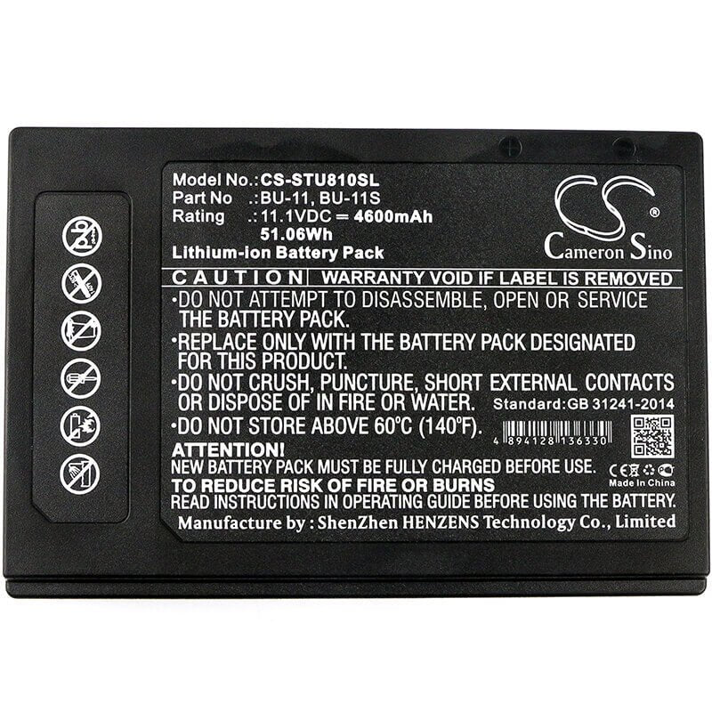 11.1V, Li-ion, 4600mAh, Batterie d'équipement compatible avec Sumitomo, Bu-11, T-400S+, T-600c, 51.06Wh Équipement, Enquête, Test Cameron Sino Technology Limited