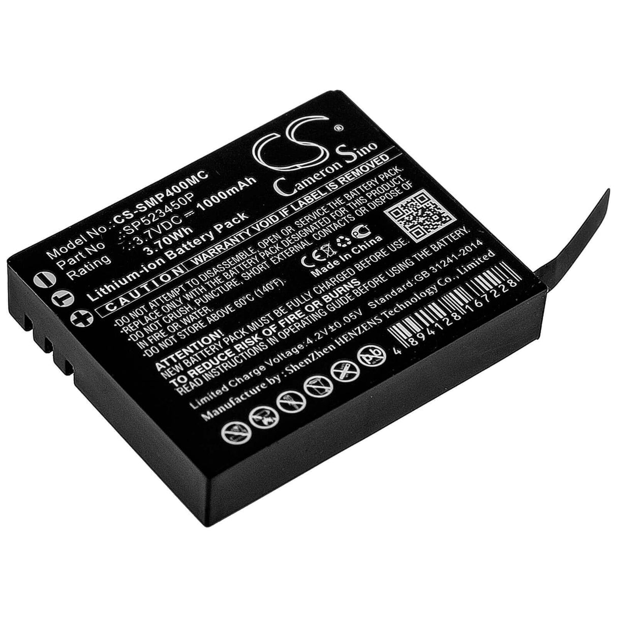 3.7V, Li-ion, 1000mAh, Camera battery fits Supremo, Sp523450p, 4k Plus, 3.7Wh Camera Cameron Sino Technology Limited (Camera)