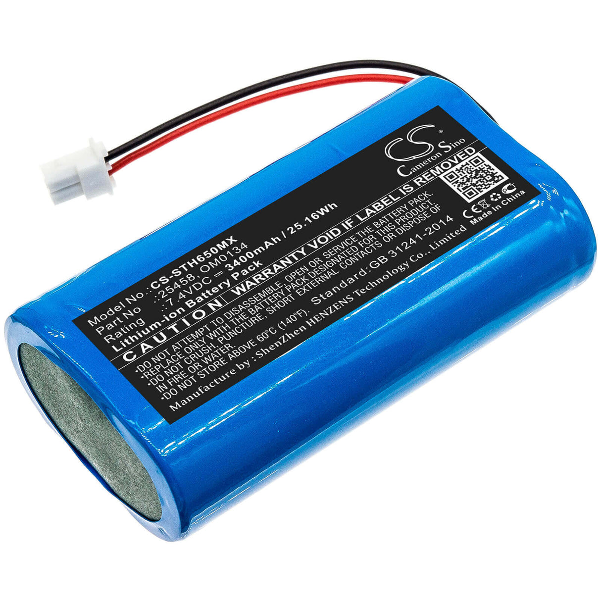 7.4V, Li-ion, 3400mAh, Medical battery fits Surgitel, 25458, Eclipse Ehl65, Ehl-65, 25.16Wh Medical Cameron Sino Technology Limited (Medical)