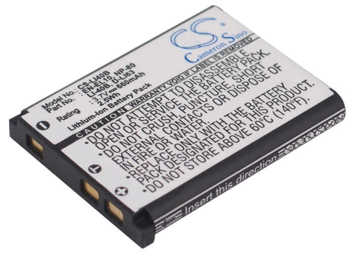 Camera Battery For Li-40b, 3.7v, 660mah - 2.44wh Camera Cameron Sino Technology Limited (Camera)