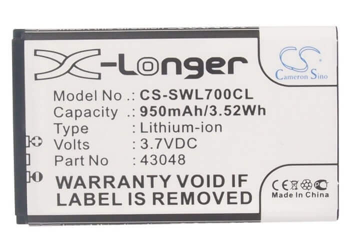 3,7V, Li-ion, 950mAh, batterie de téléphone sans fil compatible avec Swissvoice, 43048, L7, Sv 20405855, 3,515Wh Téléphone sans fil Cameron Sino Technology Limited (Téléphone sans fil)