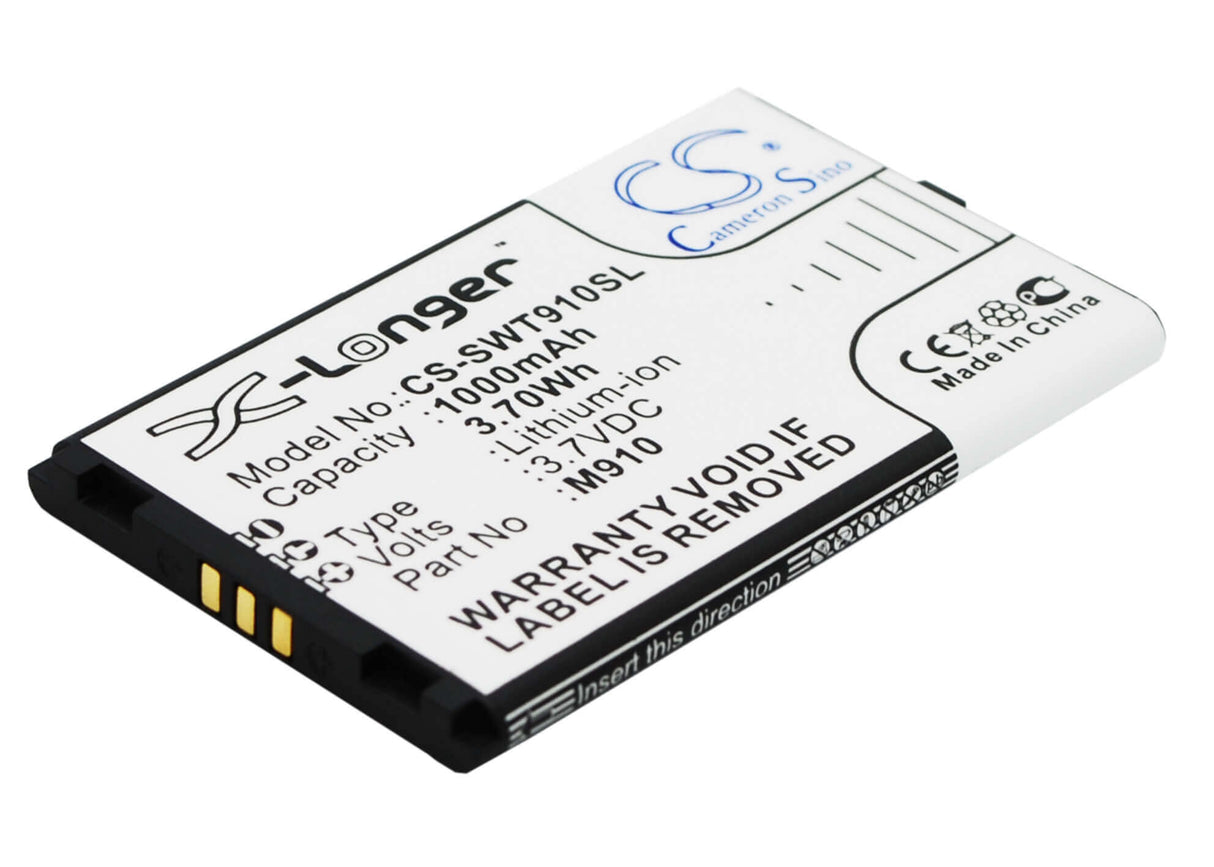 3,7V, Li-ion, 1000mAh, batterie de smartphone compatible avec Switel, M910, M910, 3,7Wh Mobile, Smartphone Cameron Sino Technology Limited (Smartphone)