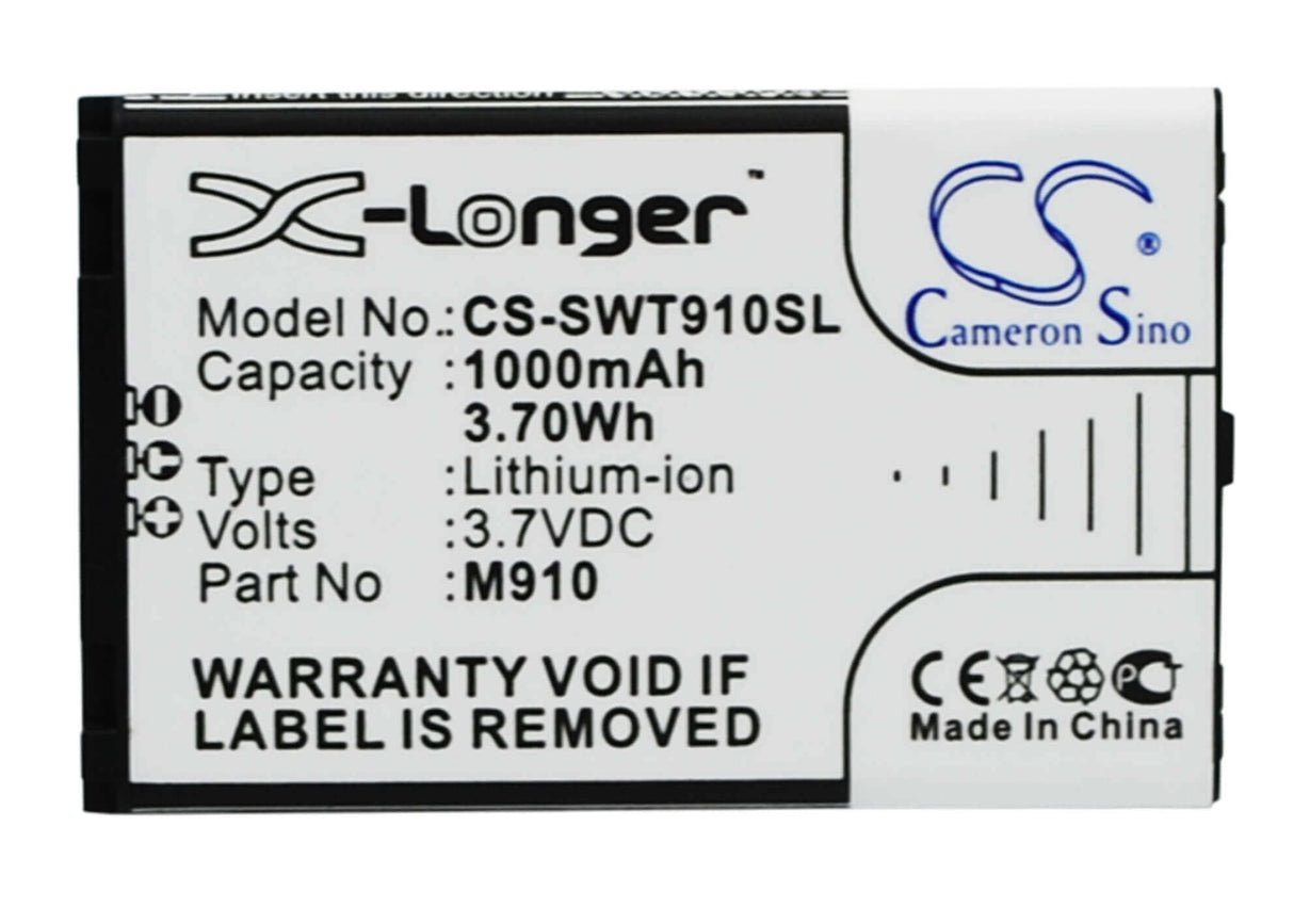 3,7V, Li-ion, 1000mAh, batterie de smartphone compatible avec Switel, M910, M910, 3,7Wh Mobile, Smartphone Cameron Sino Technology Limited (Smartphone)