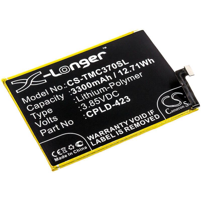 3.85V, Li-Polymer, 3300mAh, SmartPhone battery fits T-mobile, Cpld-423, C3701a, Revvl Plus, 12.71Wh Mobile, SmartPhone Cameron Sino Technology Limited (Smartphone)