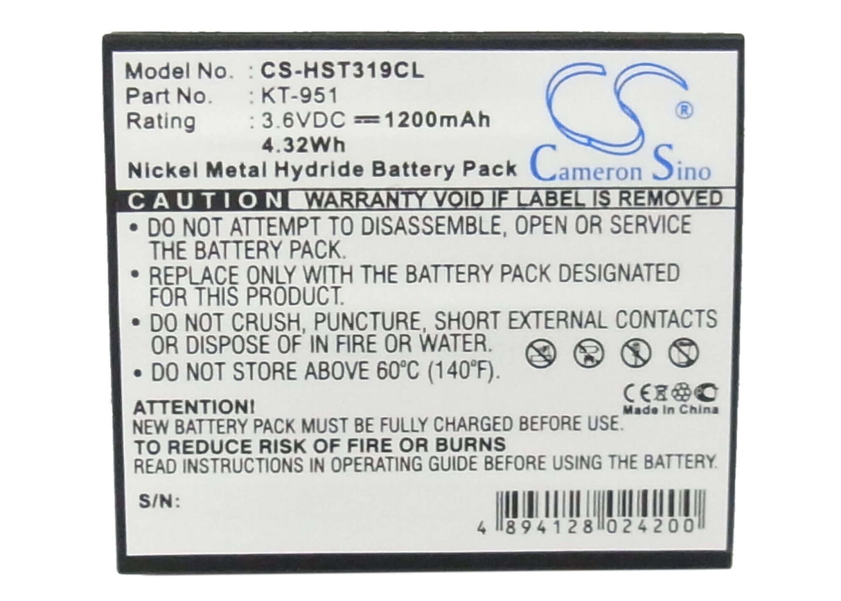 Batterie de téléphone sans fil pour T-plus, Europa 40i 3.6v, 1200mah - 4.32wh Téléphone sans fil Cameron Sino Technology Limited (Téléphone sans fil)