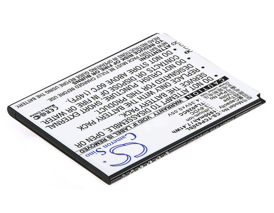 3.8V, Li-ion, 1950mAh, batterie de smartphone compatible avec Tcl, Tlp026cc, Ono, P620m, 7.41Wh Mobile, SmartPhone Cameron Sino Technology Limited (Suspendu)