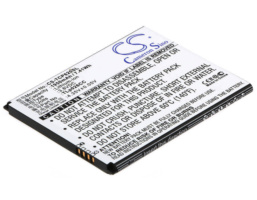 3.8V, Li-ion, 1950mAh, batterie de smartphone compatible avec Tcl, Tlp026cc, Ono, P620m, 7.41Wh Mobile, SmartPhone Cameron Sino Technology Limited (Suspendu)