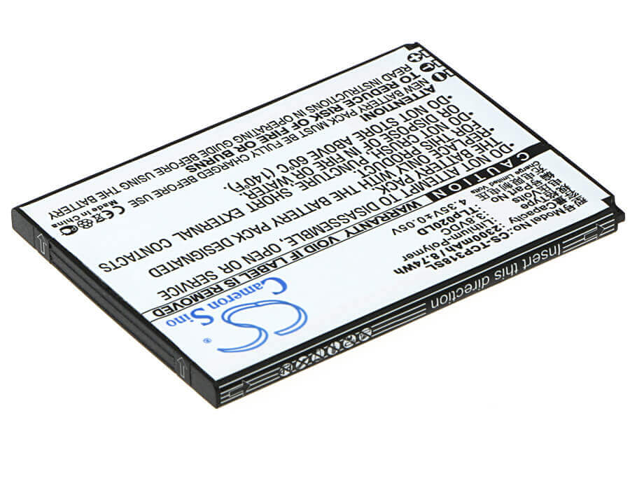 3.8V, Li-Polymer, 2300mAh, batterie pour smartphone convient à Tcl, Tlp020ld, P307l, P308l, 8.74Wh Mobile, Smartphone Cameron Sino Technology Limited (Smartphone)