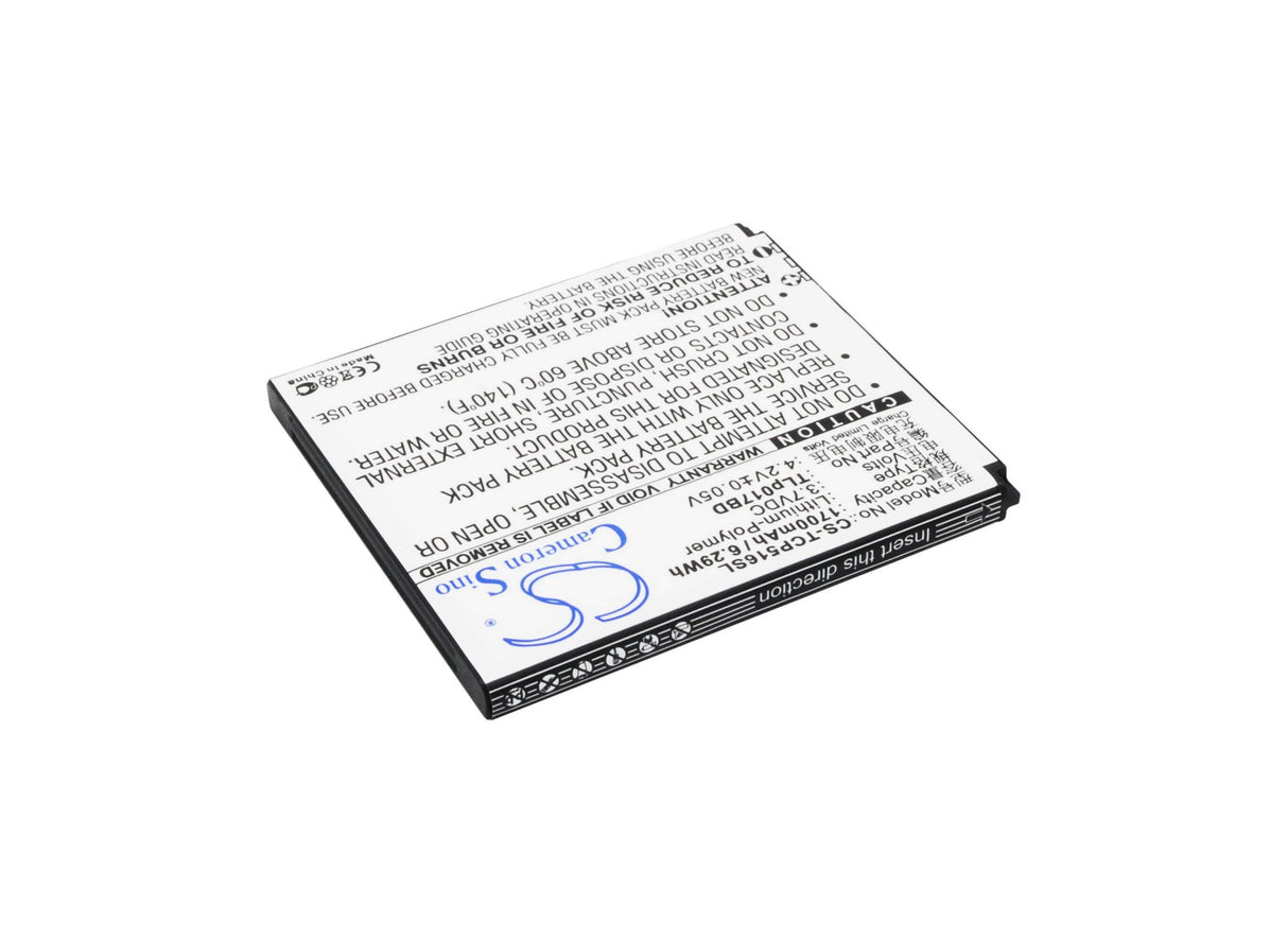 3.7V, Li-Polymer, 1700mAh, batterie de smartphone compatible avec Tcl, Tlp017bd, P516l, 6.29Wh Mobile, SmartPhone Cameron Sino Technology Limited (Suspendu)