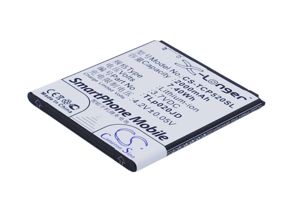 3,7V, Li-ion, 2000mAh, Batterie de smartphone compatible avec Tcl, Tlp020jd, P5181, P518l, 7,4Wh Mobile, Smartphone Cameron Sino Technology Limited (Smartphone)