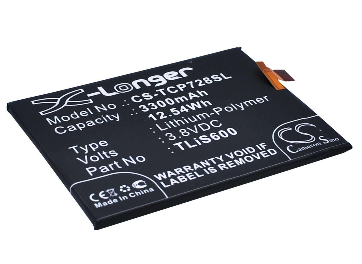 3,8V, Li-Polymer, 3300mAh, batterie pour smartphone compatible avec Umi, Tcl, Alcatel, Li3834t43p6h886740, One Touch Flash Plus, Ot-7054, 12,54Wh Mobile, Smartphone Cameron Sino Technology Limited (Smartphone)