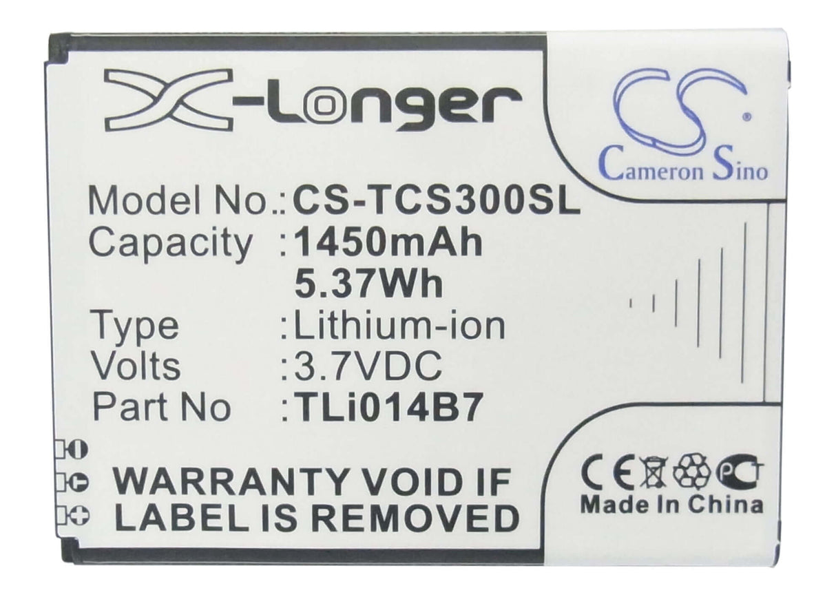 3,7V, Li-ion, 1450mAh, Batterie de smartphone compatible avec Tcl, Cab14e0000c1, E708, S300t, 5,37Wh Mobile, Smartphone Cameron Sino Technology Limited (Smartphone)