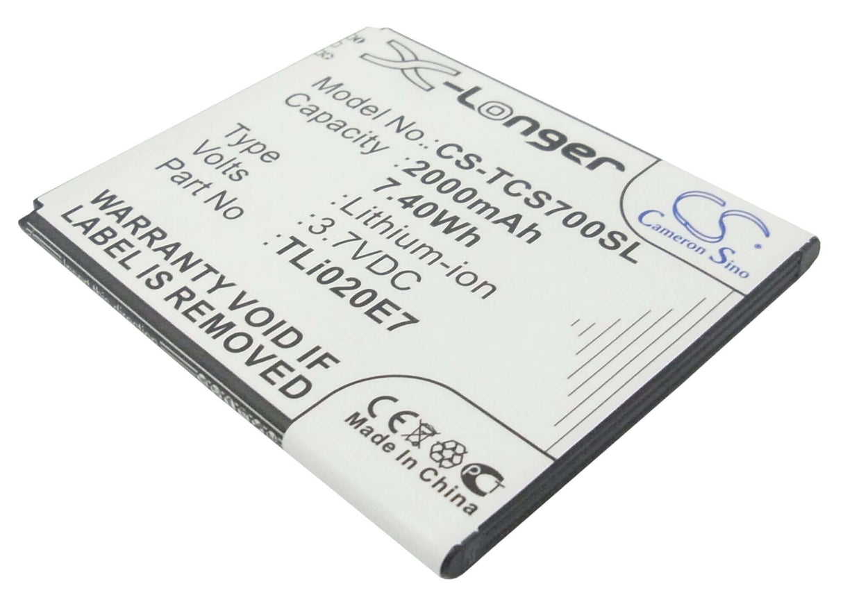 3,7V, Li-ion, 2000mAh, Batterie de smartphone compatible avec Tcl, Tli020b2, J620, S700t, 7,4Wh Mobile, Smartphone Cameron Sino Technology Limited (Smartphone)