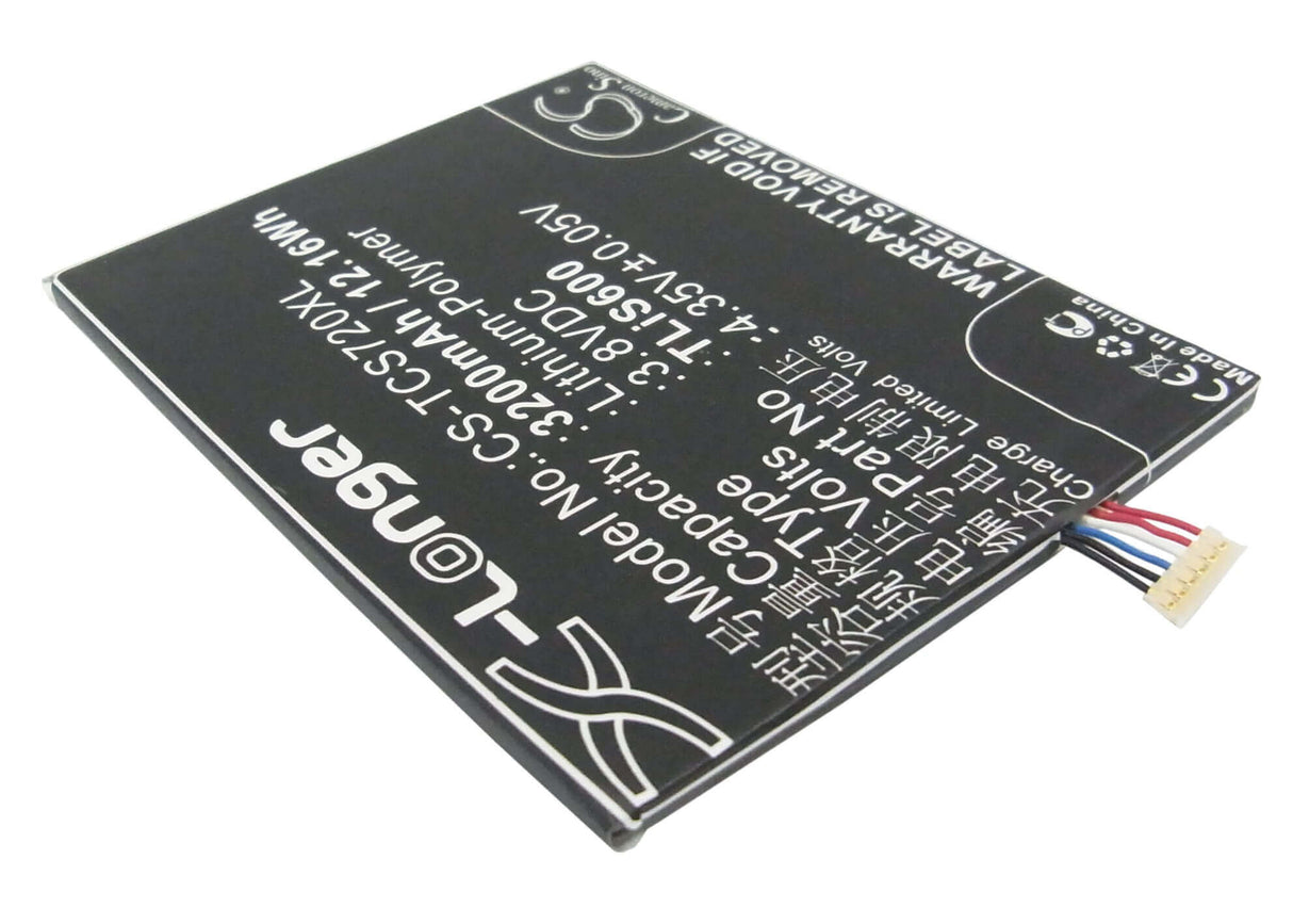 3,8V, Li-Polymère, 3200mAh, batterie de smartphone compatible avec Tcl, Tlis600, One Touch Flash, Ot-6042, 12,16Wh Mobile, SmartPhone Cameron Sino Technology Limited (Suspendu)
