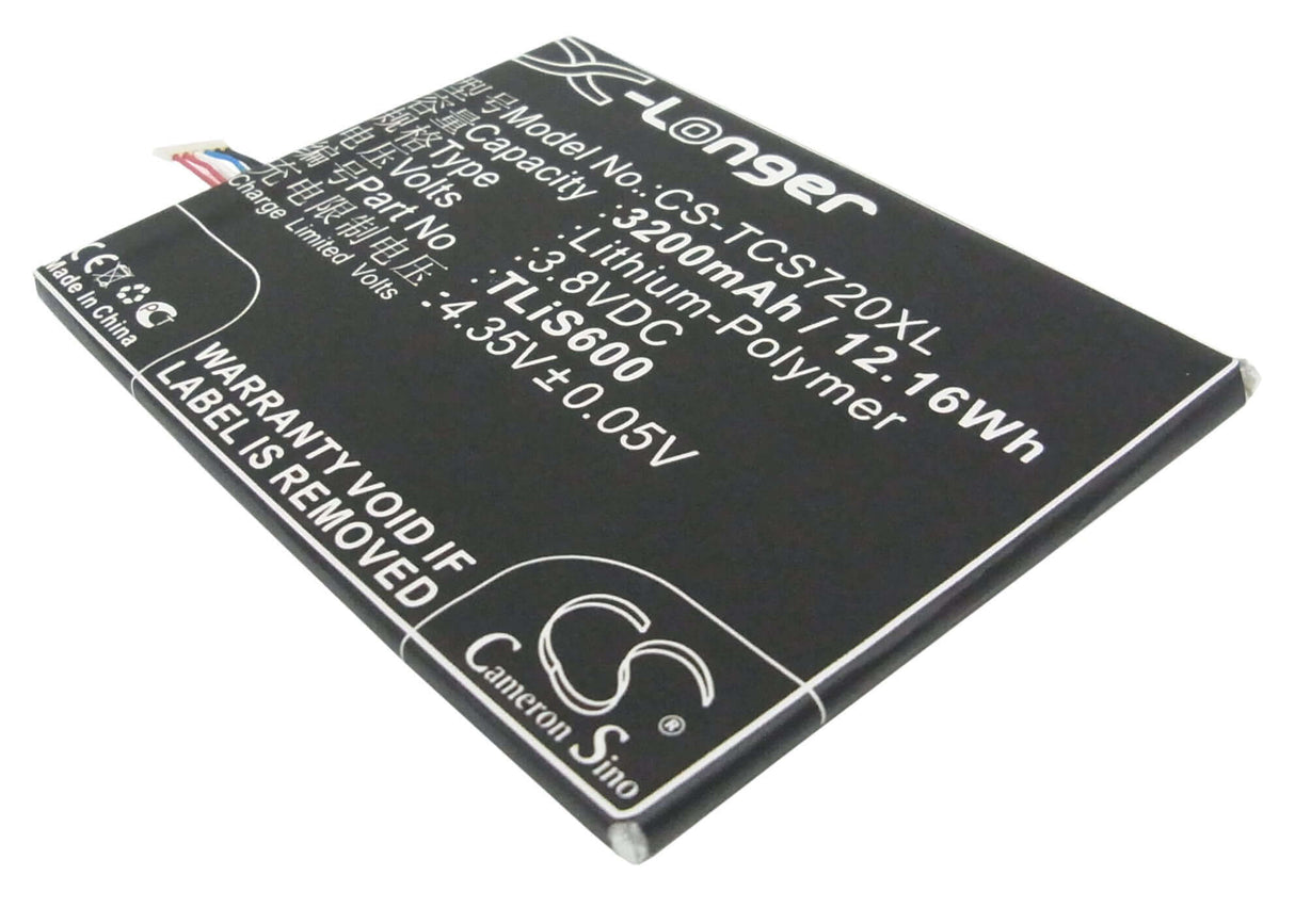 3,8V, Li-Polymère, 3200mAh, batterie de smartphone compatible avec Tcl, Tlis600, One Touch Flash, Ot-6042, 12,16Wh Mobile, SmartPhone Cameron Sino Technology Limited (Suspendu)
