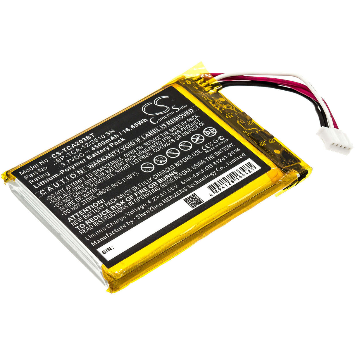 Alarm Battery For Technicolor, Tca203, Tca203comg 3.7v, 4500mah - 16.65wh Alarm System Cameron Sino Technology Limited