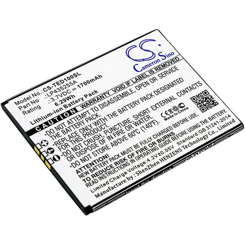 3,7V, Li-ion, 1700mAh, batterie de smartphone compatible avec Telefunken, Lp435255a, Selfie Ts1, 6,29Wh Mobile, Smartphone Cameron Sino Technology Limited (Smartphone)