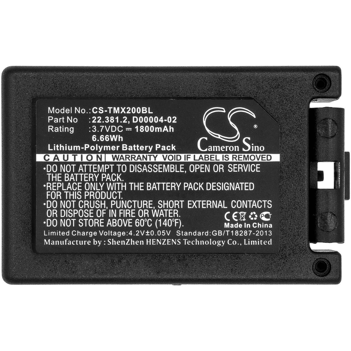 Batterie de télécommande de grue pour Teleradio, Tg-txmnl, émetteur Télé Radio Tg-txmnl 3.7v, 1800mah - 6.66wh Télécommande de grue Cameron Sino Technology Limited
