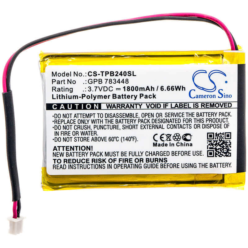 3.7V, Li-Polymer, 1800mAh, Headset battery fits Telex, Gpb 783448, Pb24n, Pb24nd-tx, 6.66Wh Wireless Headset Cameron Sino Technology Limited