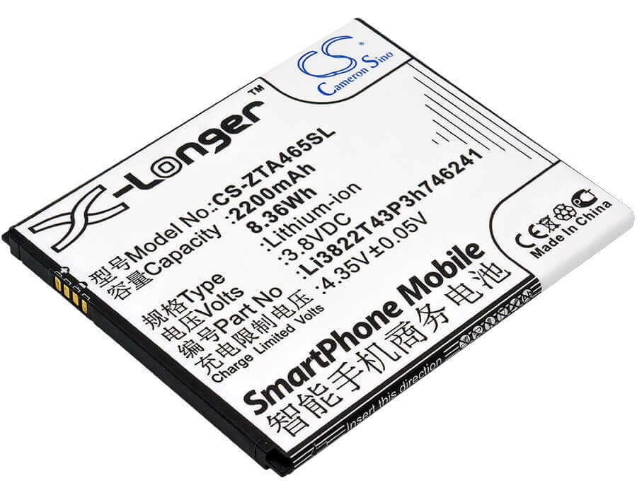 3.8V, Li-ion, 2200mAh, SmartPhone battery fits Telstra, Twm, Zte, Li3822t43p3h746241, 4gx Hd, 8.36Wh Mobile, SmartPhone Cameron Sino Technology Limited (Smartphone)