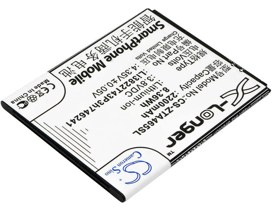 3.8V, Li-ion, 2200mAh, SmartPhone battery fits Telstra, Twm, Zte, Li3822t43p3h746241, 4gx Hd, 8.36Wh Mobile, SmartPhone Cameron Sino Technology Limited (Smartphone)