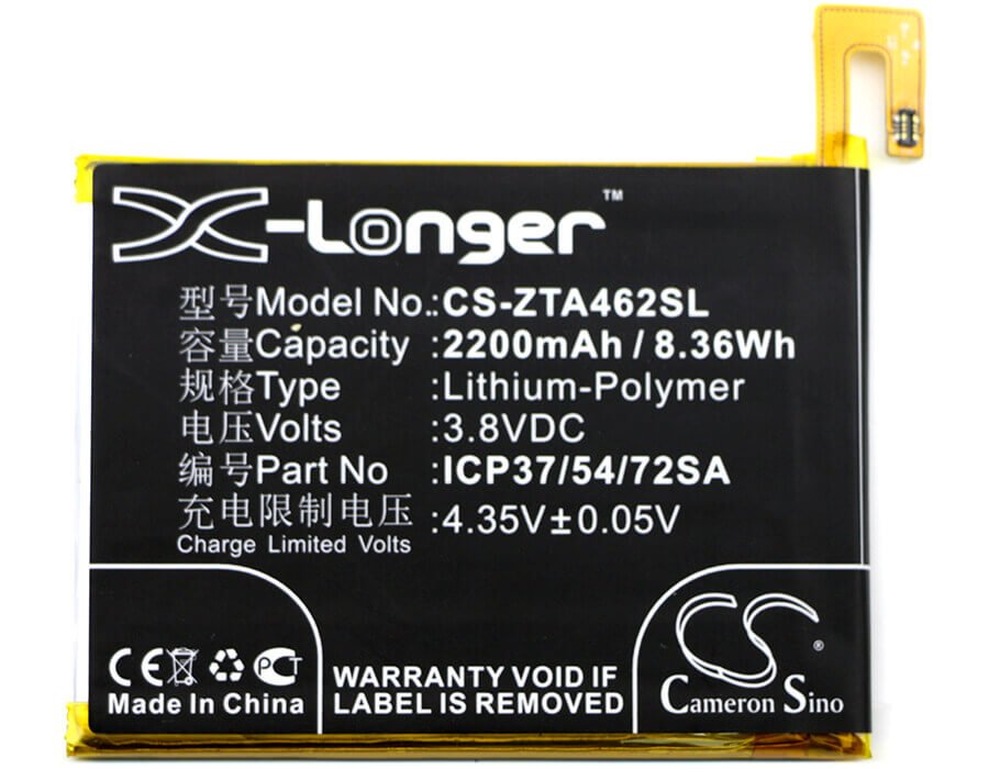 3.8V, Li-Polymer, 2200mAh, SmartPhone battery fits Zte, Telstra, 365371plv, 4gx Plus, 8.36Wh Mobile, SmartPhone Cameron Sino Technology Limited (Smartphone)