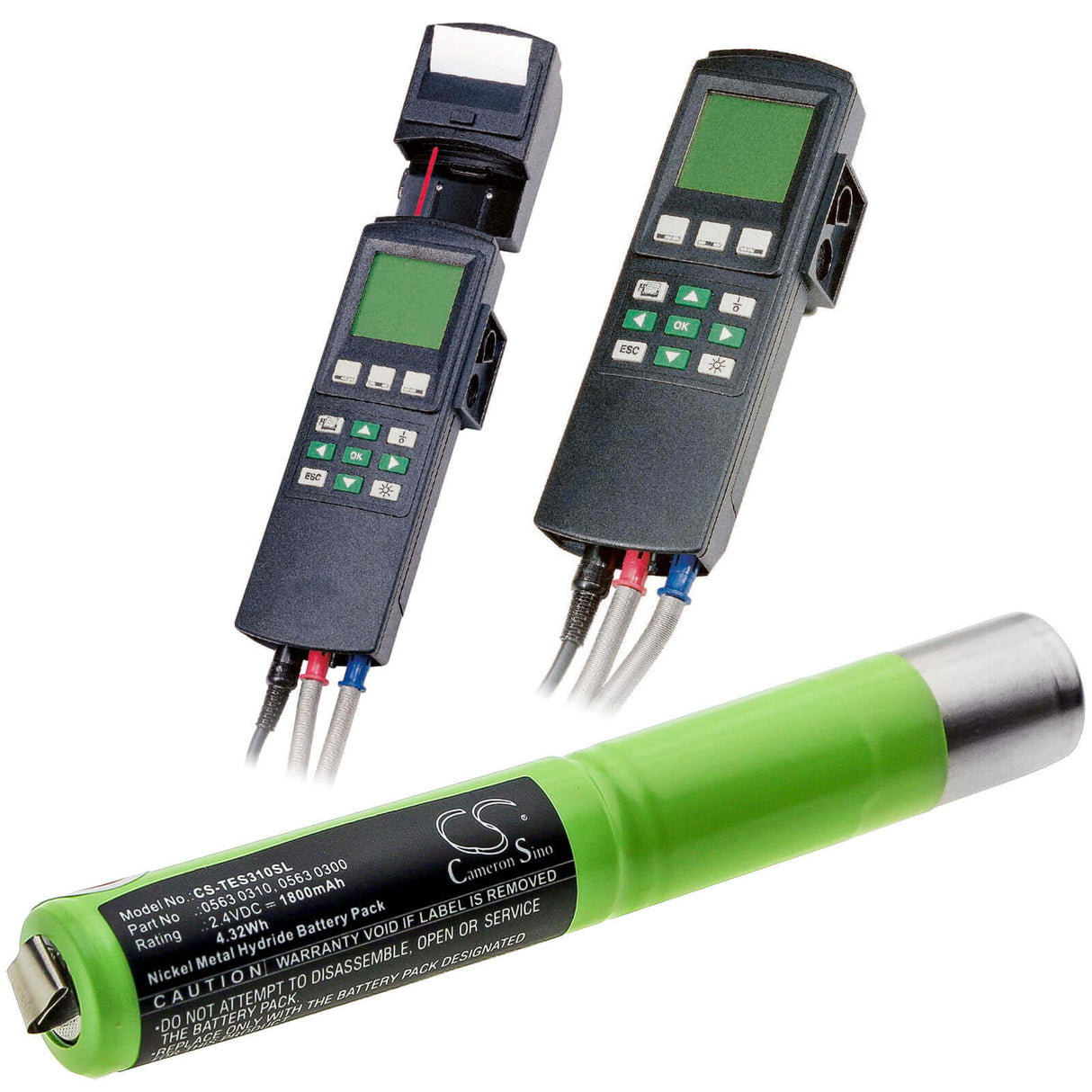 2.4V, Ni-MH, 1800mAh, Equipment battery fits Testo, 0563 0300, 300 L, 300 M, 4.32Wh Equipment, Survey, Test Cameron Sino Technology Limited