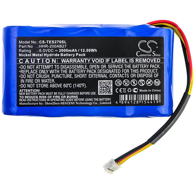 6.0V, Ni-MH, 2000mAh, Equipment battery fits Testo, Hhr-200ab27, Fluegas Analyzer, 12Wh Equipment, Survey, Test Cameron Sino Technology Limited