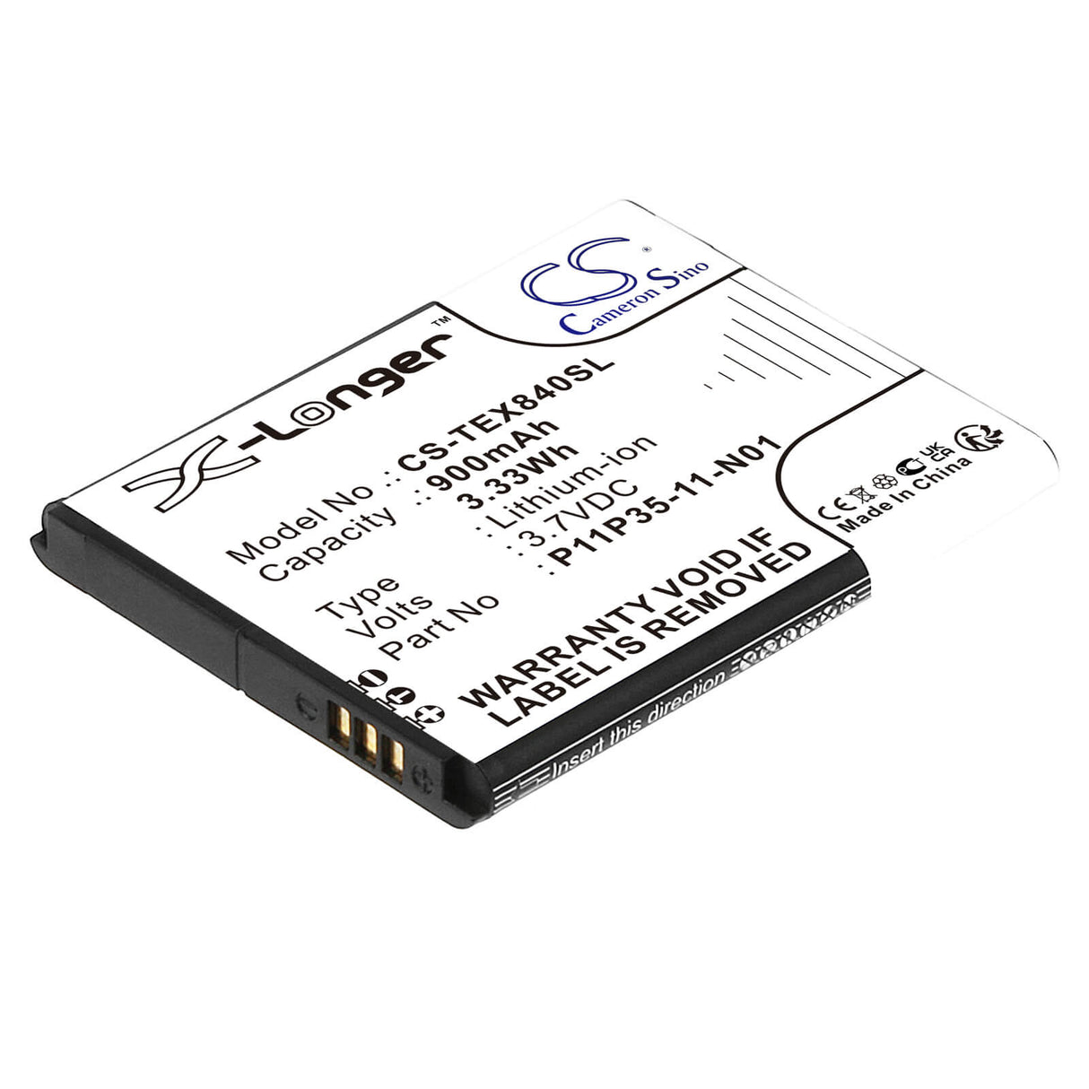 3.7V, Li-ion, 900mAh, Calculator battery fits Texas Instruments, 3.7l12005spa, Select Ti-nspire Cx, Ti Nspire Cx, 3.33Wh Calculator Cameron Sino Technology Limited