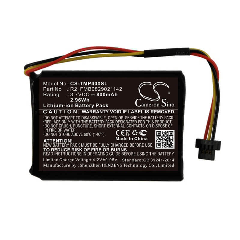 3,7V, Li-ion, 800mAh, batterie GPS compatible avec Tomtom, 6027a0090721, 340s Live Xl, 4eg0.001.08, 2.96Wh GPS, Navigator Cameron Sino Technology Limited
