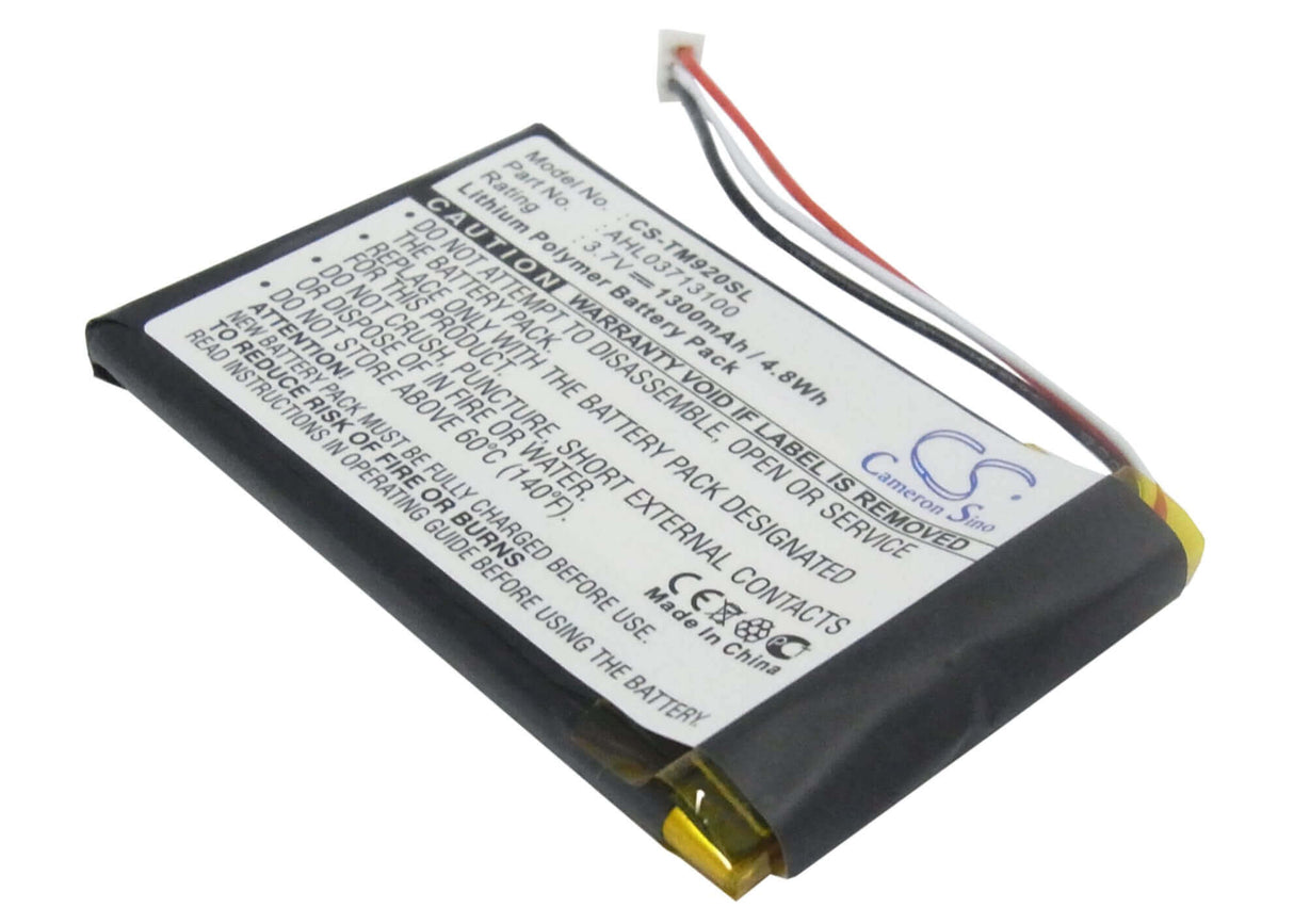 3,7V, Li-Polymère, 1300mAh, batterie GPS compatible avec Tomtom, Ahl03713100, 340s Live Xl, Go 920, 4,81Wh GPS, Navigateur Cameron Sino Technology Limited