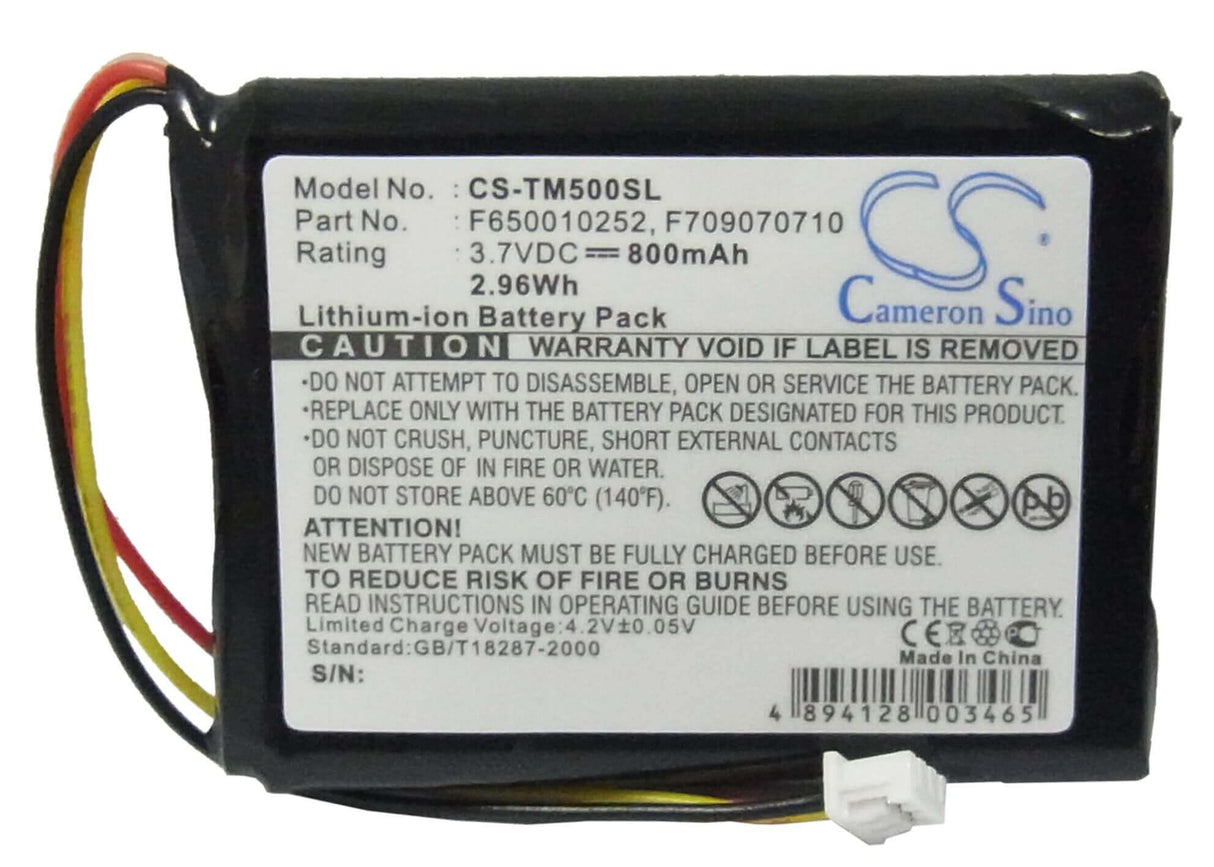 3,7V, Li-ion, 800mAh, batterie GPS compatible avec Tomtom, F650010252, 4k00.100, 4n00.004, 2,96Wh GPS, Navigator Cameron Sino Technology Limited