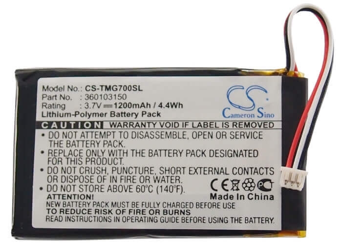 3,7V, Li-Polymer, 1200mAh, batterie GPS compatible avec Tomtom, 360103150, Go 7000, Go 7000 Hd, 4,44Wh GPS, Navigator Cameron Sino Technology Limited