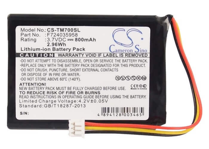 3,7V, Li-ion, 800mAh, batterie GPS compatible Tomtom, F702019386, Édimbourg, One 3ème, 2,96Wh GPS, Navigateur Cameron Sino Technology Limited