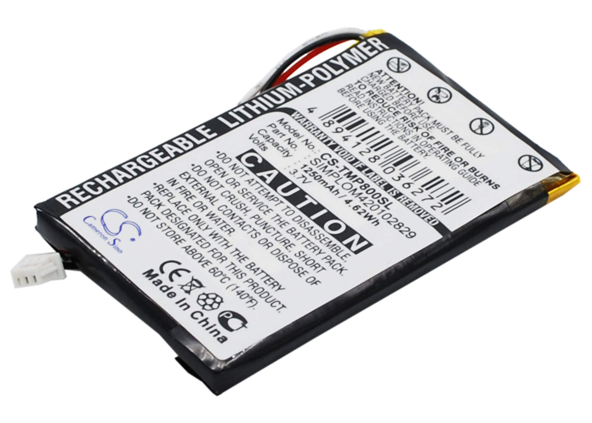 3.7V, Li-Polymère, 1250mAh, batterie GPS compatible avec Tomtom, Simplom420102829, Pro 8000, 4.63Wh GPS, Navigateur Cameron Sino Technology Limited